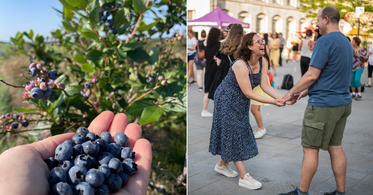 Seasonal Date Ideas including Salsa in the Square and berry picking